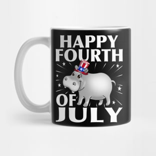 Happy 4th of July USA Patriotic Hippo Mug